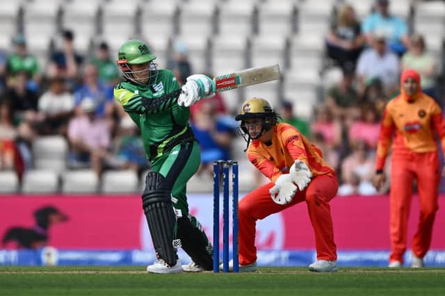 Georgia Adams batting for Southern Brave against Birmingham Phoenix at Hampshire's Ageas Bowl earlier this month. Photo by Mike Hewitt/Getty Images