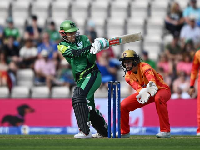 Georgia Adams batting for Southern Brave against Birmingham Phoenix at  Hampshire's Ageas Bowl earlier this month. Photo by Mike Hewitt/Getty Images