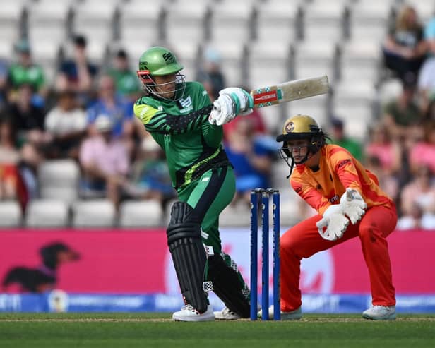 Georgia Adams batting for Southern Brave against Birmingham Phoenix at  Hampshire's Ageas Bowl earlier this month. Photo by Mike Hewitt/Getty Images