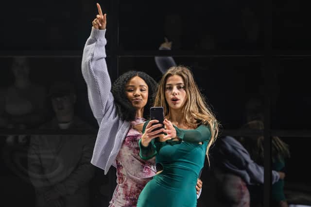 Rachelle Diedericks (left, as Christine) and Nadia Parkes (Julie) in The House Party at Minerva Theatre, Chichester. Picture by Ellie Kurttz