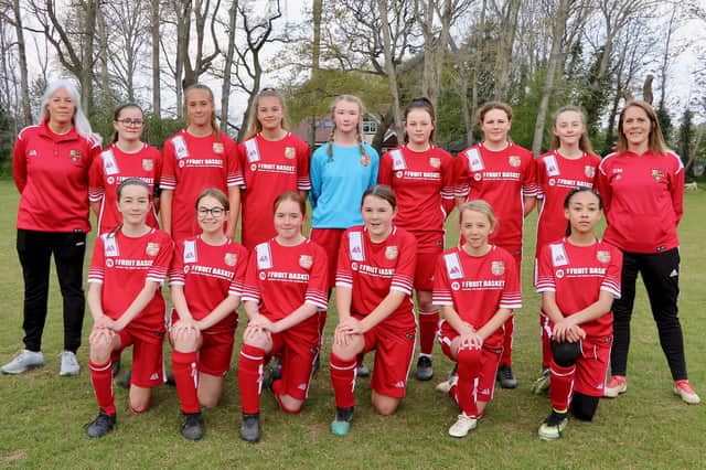 Stubbington Youth U13s Magpies who have reached the final of the Hampshire Girls League Plate. Picture: AMG PICTURES / ANDREW GRIFFIN.