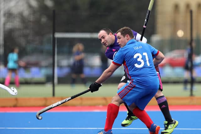 Pete Wingate, left, netted Portsmouth 4ths' consolation in a 5-1 drubbing by Petersfield.
Picture: Chris Moorhouse