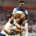 The England players celebrate Raheem Sterling's goal in today's Group B win against Iran.
Picture: Julian Finney/Getty Images