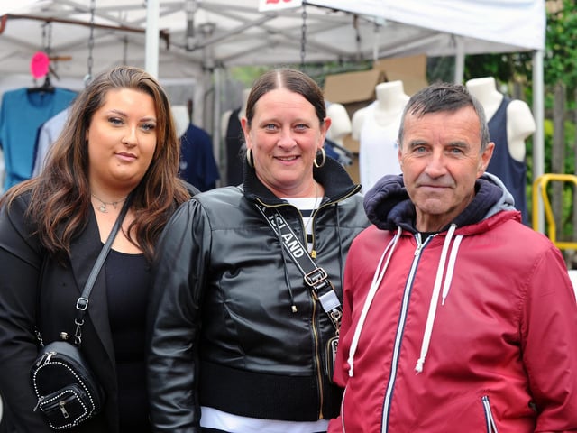 (l-r) Paige Hayfield with her mum Kerry Best and friend Derek Paddon from Portsmouth. Picture: Sarah Standing (200522-5680)