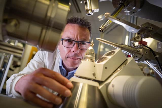 Undated handout photo issued by University of Portsmouth/Stefan Ventur of Professor John McGeehan, director of the Centre for Enzyme Innovation (CEI) at the University of Portsmouth, where scientists hope a so-called "super-enzyme" that eats plastic could be "a significant leap forward" in finding solutions to tackle the pollution crisis.