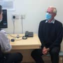 Lung cancer lead and respiratory consultant Dr Alex Hicks with John Rochester.