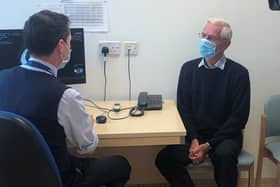 Lung cancer lead and respiratory consultant Dr Alex Hicks with John Rochester.