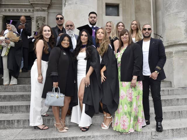 University of Portsmouth students graduating from business, leadership and human resource management at Portsmouth Guildhall on Monday, July 24. Picture: Sarah Standing (240723-7027)