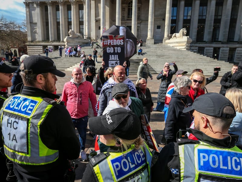 A Unity Rally, arranged by Stand Up To Racism Portsmouth, and a mass-deportation demonstration, arranged by UKIP, took place in Portsmouth's Guildhall on Saturday, March 15. Picture: Chris Moorhouse (150325-052)