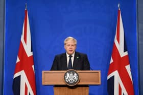Prime Minister Boris Johnson during a media briefing in Downing Street, London, on the long-awaited plan to fix the broken social care system. Picture: Toby Melville/PA Wire