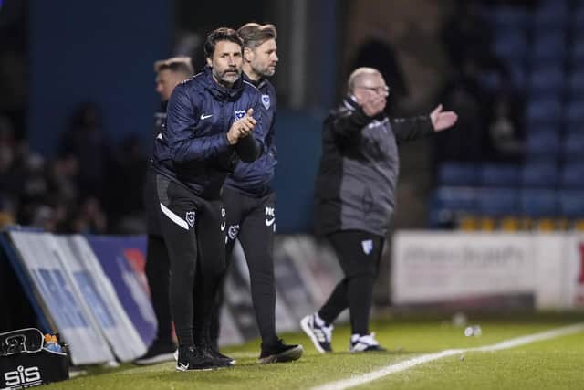 Danny Cowley and Steve Evans (background) didn't part on the best of terms at Gillingham on Saturday. Gaffer For A Day Rob Cusack has praised Cowley's passion, though. Picture: Jason Brown/ProSportsImages