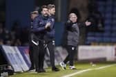 Danny Cowley and Steve Evans (background) didn't part on the best of terms at Gillingham on Saturday. Gaffer For A Day Rob Cusack has praised Cowley's passion, though. Picture: Jason Brown/ProSportsImages