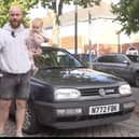 DadCars YouTuber Ben Marshall with the CashRaffle prize a Volkswagen MK3 Golf VR6