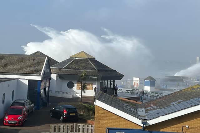 Huge waves down at the seafront in Southsea. Picture:  Marcin Jedrysiak