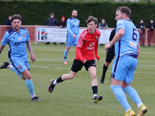Fareham's Connor Underhill (red). Picture by Ken Walker