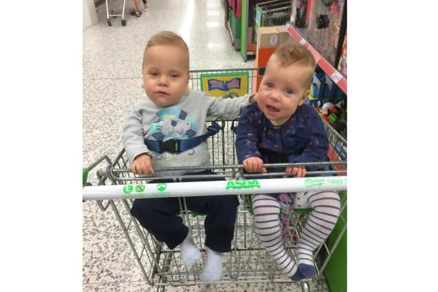 Twins Jasmine and Jack, as their father Ross Pollock is aiming to roller skate 1,000 miles to raise money for a neonatal charity in which his twins spent months in hospital after being born prematurely. Issue date: Thursday May 12, 2022.