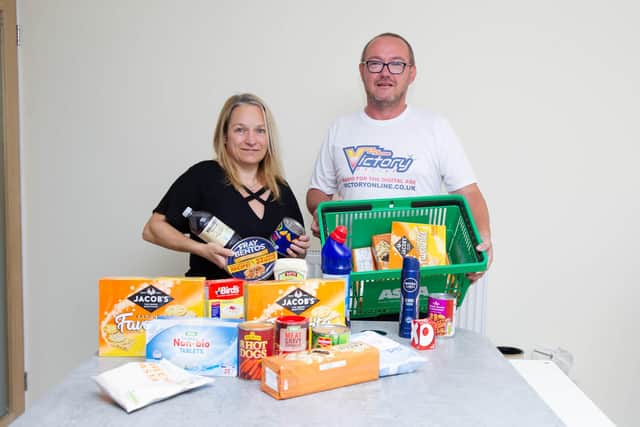 Jamie and Rachel Moore with some of the things they supply. Picture: Habibur Rahman