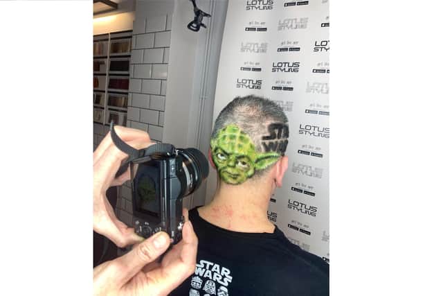Star Wars fan Adrian Ramsden, 49 from Portsmouth, had this Yoda hairstyle created for him by stylist Daren Terry for a trip to Floridas Walt Disney World Resort
