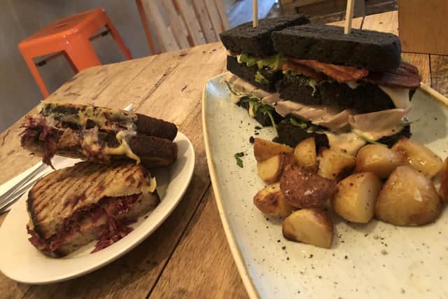 Reuben and triple stacked chicken, bacon and avocado club sandwich from Baffled Coffee, Southsea.