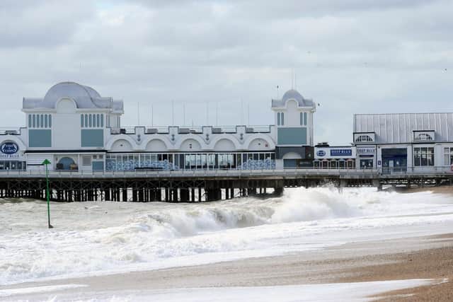 Big waves at Southsea seafront on Friday, October 2 as Storm Alex arrived in the city.  Picture: Sarah Standing (021020-7381)