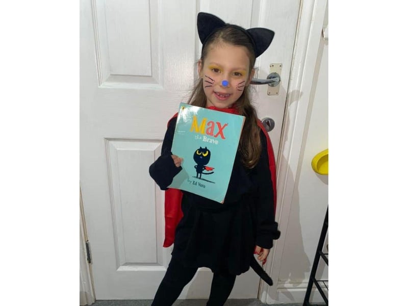 Ariana has dressed up as the character Max from her favourite book Max the Brave.