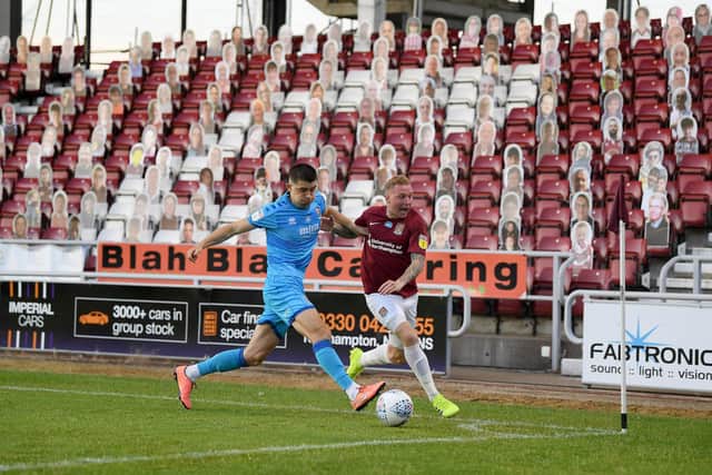 Action form the Northampton v Cheltengam game last night. Photo by Shaun Botterill/Getty Images