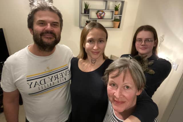 Hanna Greentree from Fareham wants to move her mum Iryna from Ukraine to the UK after Russia invaded the country today.
Left to right: Matthew, Hanna, Hanna's mum Iryna and Hanna's daughter, Melania.
