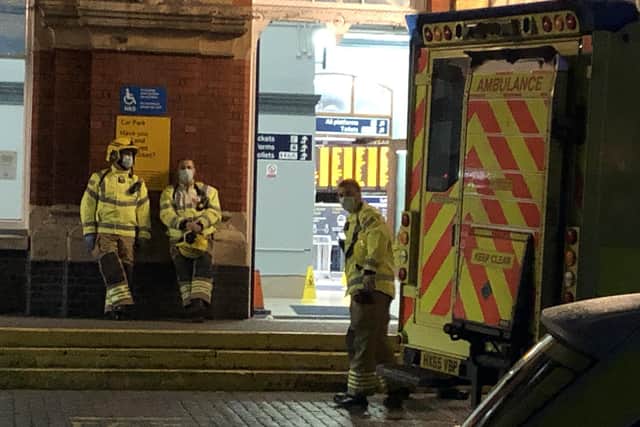 Dozens of emergency service workers were involved in the rescue at Southsea railway station after a person was hit by a train. Photo: Tom Cotterill