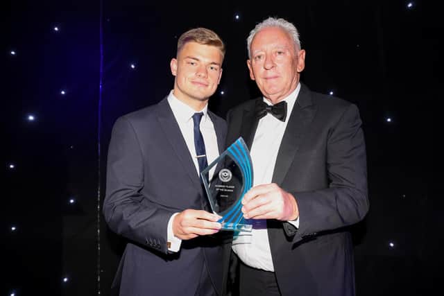 Dan Gifford was presented with Pompey Academy's Player of the Season for 2021-22. Picture: Robin Jones/Portsmouth FC