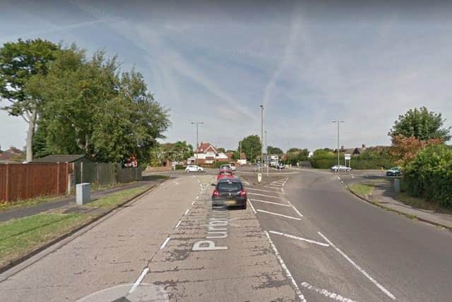 The incident occurred on Wednesday at around 1.30pm, on Purbrook Way at the roundabout with Stakes Hill Road. Photo: Google