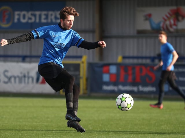 An AFC Eastney player goes for goal. Picture: Stuart Martin