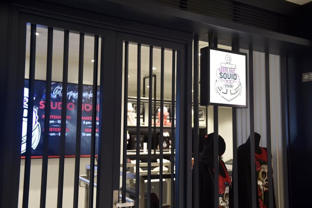 Virgin's Resilient Lady cruise ship at Portsmouth International Port on Tuesday, August 27, 2024.

Pictured is: Tattoo studio on board.

Picture: Sarah Standing (270824-487)