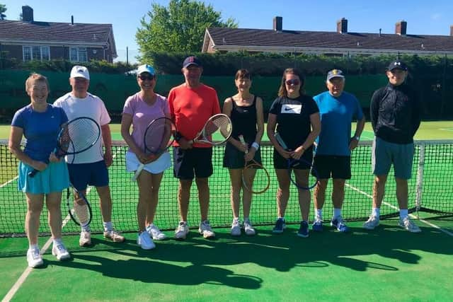 Alverstoke 2 v Avenue 5 (mixed) (from left) Michele Voysey, Martin Head, Debbie Barton, Russ Howarth and Alverstoke's Tracey Lazenby, Jaz Davey, Adrian Allsopp and Josh Thompson.