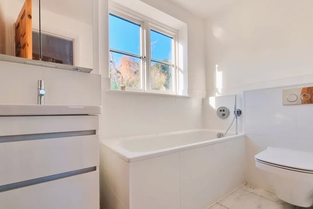 The listing says: "The first-floor arrangement has two bedrooms, a dressing / study area and bathroom, from the second bedroom is a steep ladder style staircase leading to a boarded loft room."