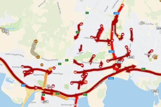 Hampshire County Council's road traffic team have highlighted the chaos caused by the one-car collision this morning. Picture: ROMANSE