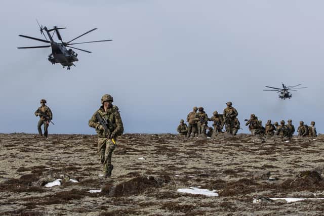 U.S. Marines assigned to the 22nd Marine Expeditionary Unit and Royal Marine Commandos assigned to M Company, 42 Commando Royal Marines execute a tactical recovery of aircraft and personnel exercise during Northern Viking 2022 on Keflavik Airbase, Iceland..