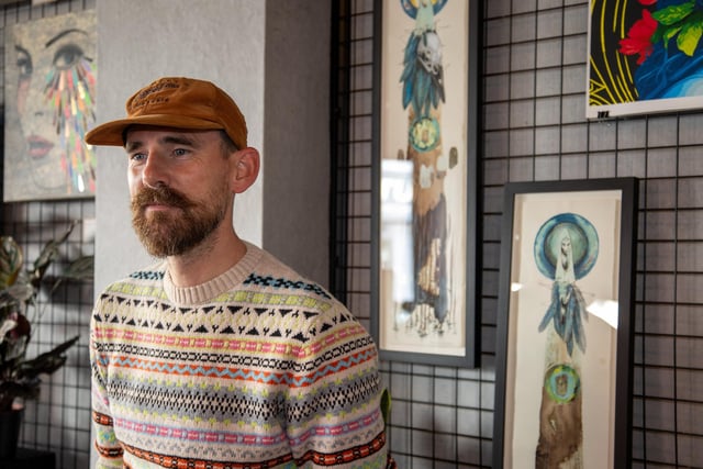 Local residents were invited to join the Southsea Mini Art Trail on Sunday, with various local artists displaying their work around Albert Road and the surrounding area.

Pictured - Artist John Ainsworth, also known as 'When We Were Cows'

Photos by Alex Shute