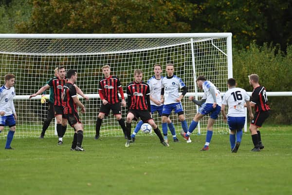 Adam Smalley scores for Clanfield in their 5-2 Hampshire Trophy loss at Fleetlands last weekend.
Picture: Neil Marshall