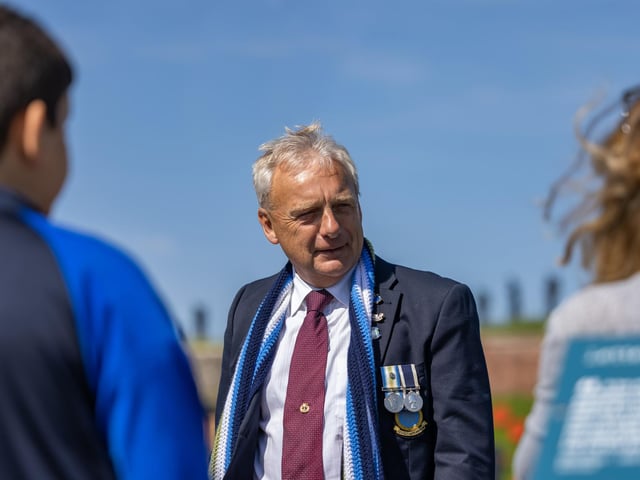 Veteran David Atkinson during the event at the Royal Armouries.