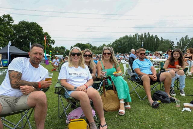 Pictured - Kev, Emma, Tracey, Poppy, 17, Sean and Dixie, 14 enjoying the entertainment. Photos by Alex Shute.