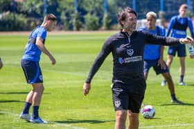 Danny Cowley oversees the first day of training at Pompey's Roko base. Picture: Habibur Rahman