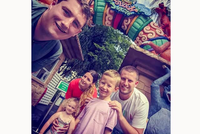 Kat Eastman who is doing a fundraiser for QA's bereavement suite as it marks 10 years since she gave birth to her stillborn daughter Ruby.
Pictured is: (From left) Husband Sam Eastman, Kat Eastman and my daughter Rebecca (Sam's daughter) my son Declan and his father Matt Fryer who was also the father to the little girl we lost Ruby.