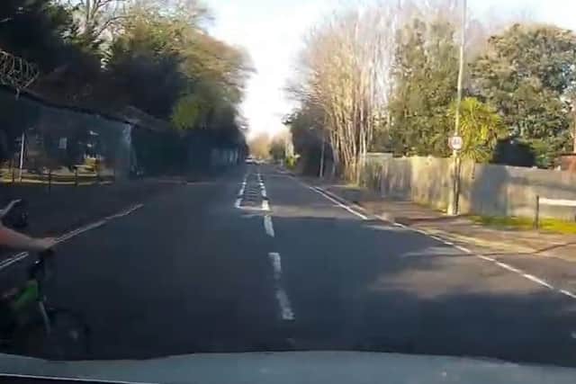 A Gosport couple have caught a hair-raising near miss on their car's dash-cam.