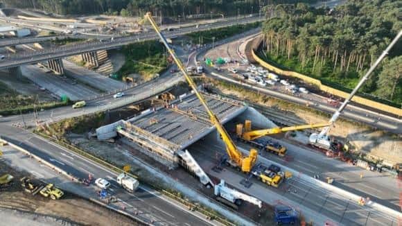 A previous closure in the area as part of the project saw National Highways close the M25 for the construction and installation of a bridge. Photo: National Highways