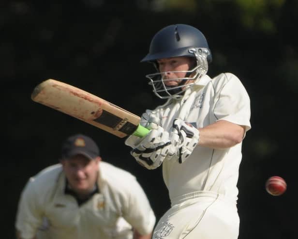 Mike Hallett hit his 17th century for Hayling Island, and his second in three innings this year. Picture: Mick Young