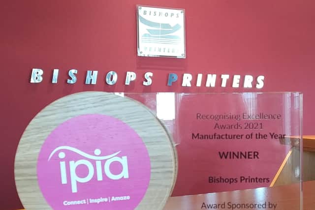 The award for Manufacturer of the Year was awarded to Bishops Printers Ltd.
