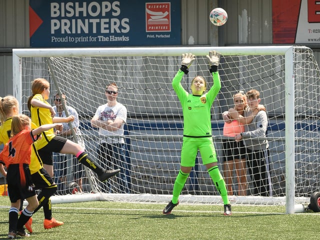 Girls' football action from the Havant & Waterlooville Summer Tournament. Picture: Keith Woodland (030621-116)