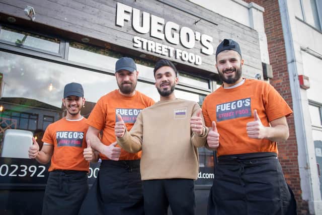 New restaurant, Fuegos Street Food has opened in London Road, North End, Portsmouth on 18th February 2020

Pictured: Staff, Mohammed Kibria, Mohammed Alaaya, Mohammed Tafimus and Ahmed Elshwiahad. Picture: Habibur Rahman