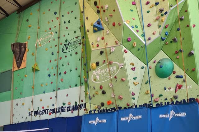 The college's climbing wall