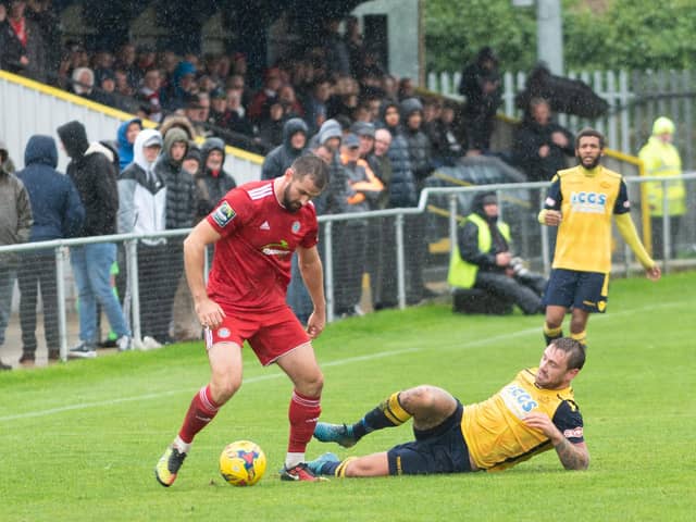 Moneyfields take on Worthing in an FA Cup third qualifying round tie in 2018 - the furthest Moneys have ever gone in the tournament. Picture: Vernon Nash